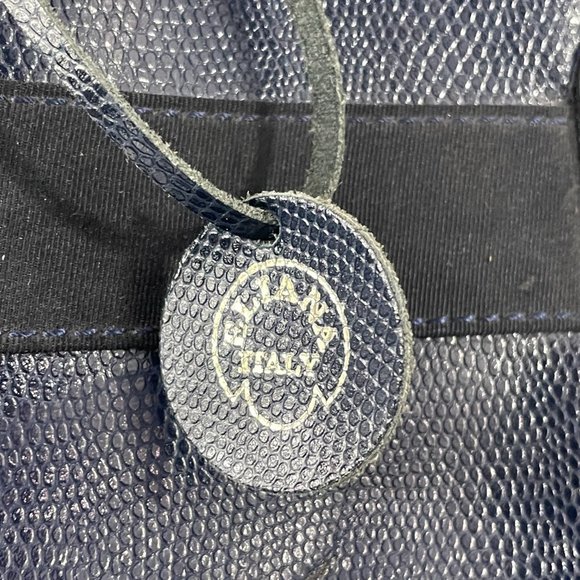 Exquisite Eliana Italy Blue Leather with Black Canvas Tote Bag - Picture 3 of 13